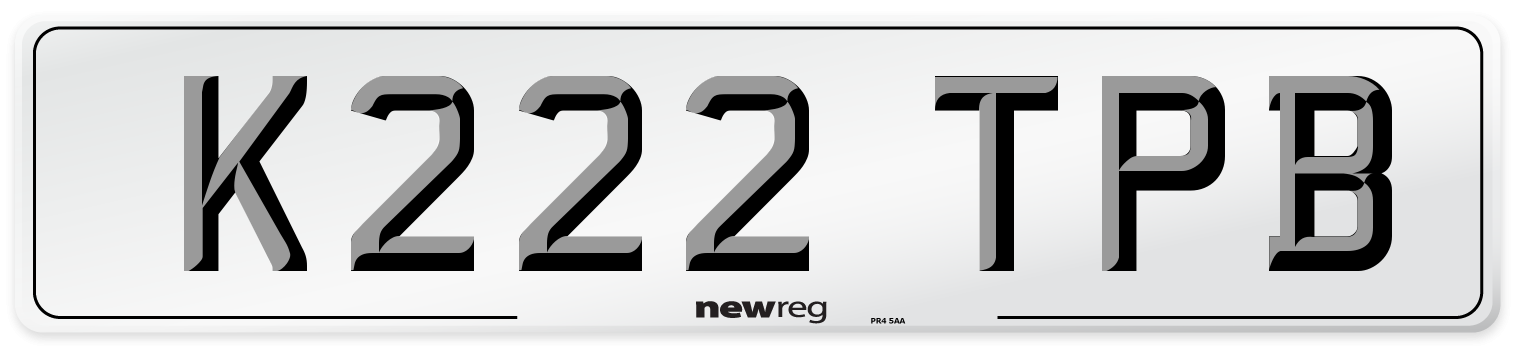 K222 TPB Number Plate from New Reg